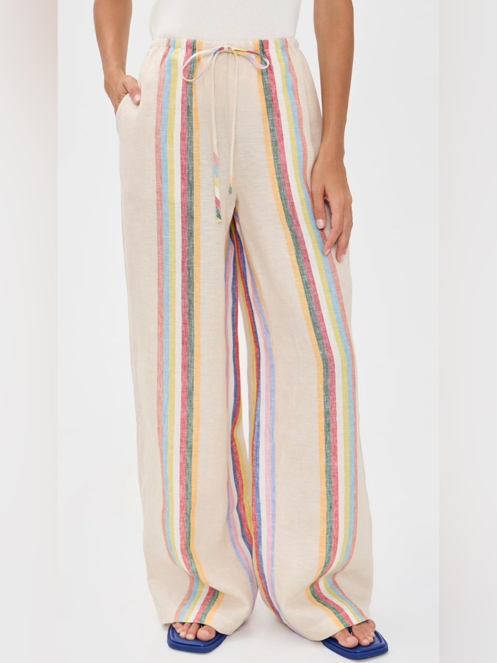 Staud 100% linen striped pant